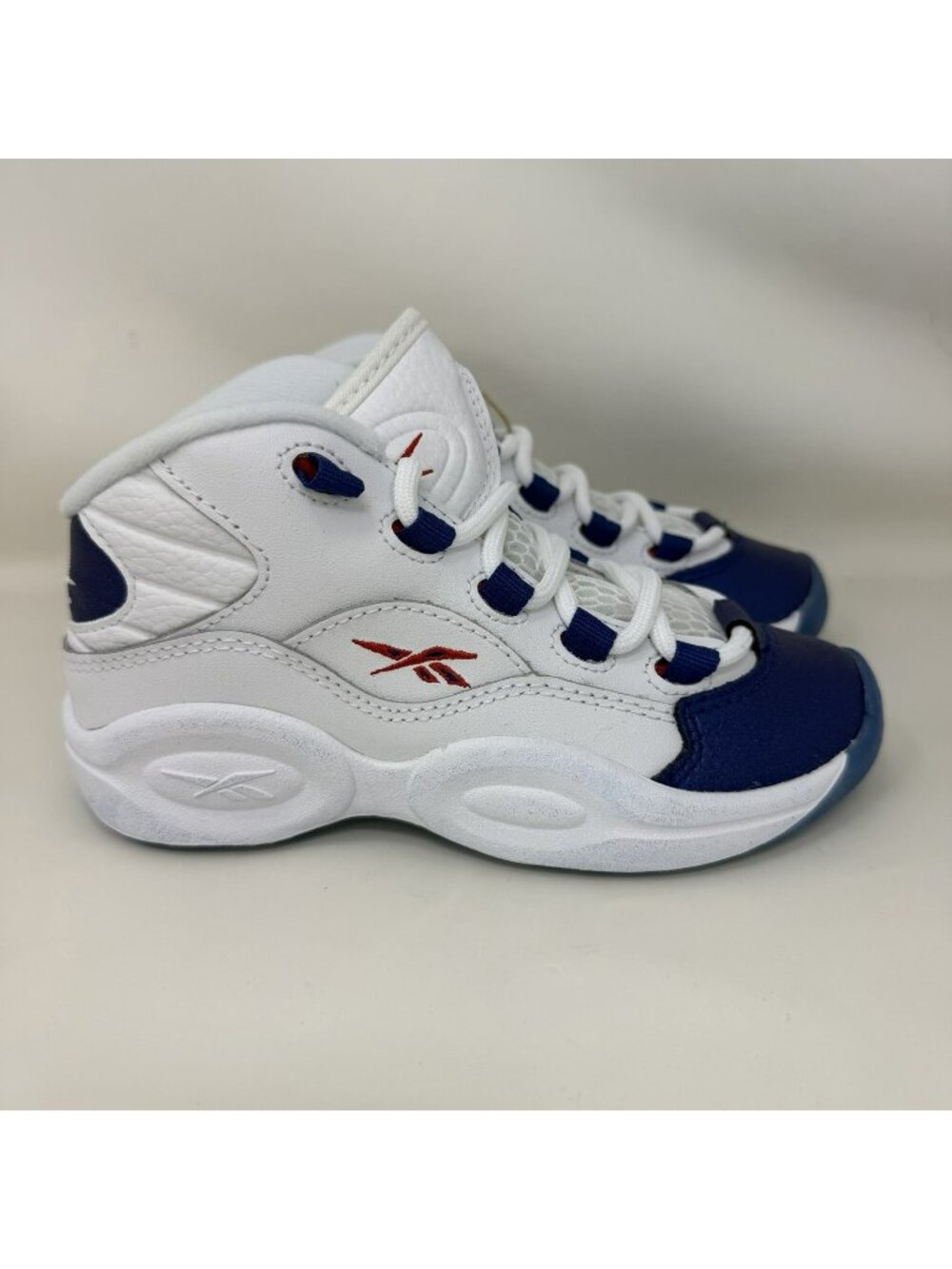 Reebok Iverson Question Mid Shoes White Blue Toddler Size 99
